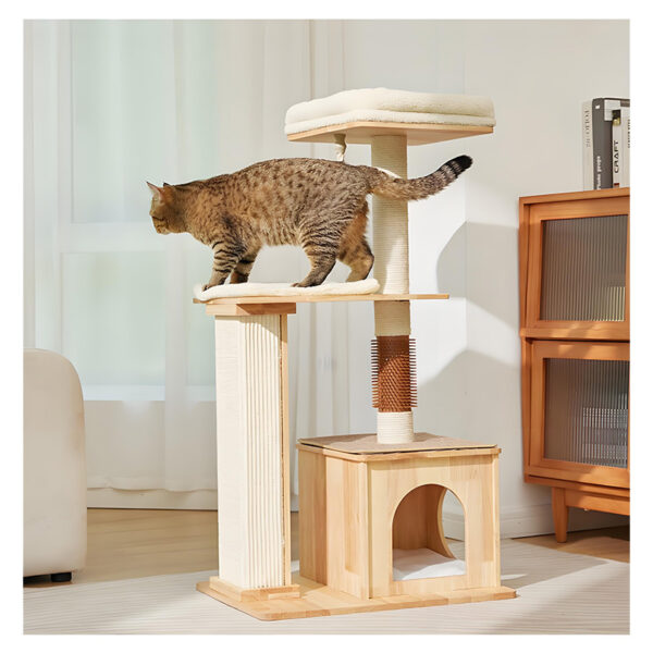 Cute cat tree with condo and perch for cats