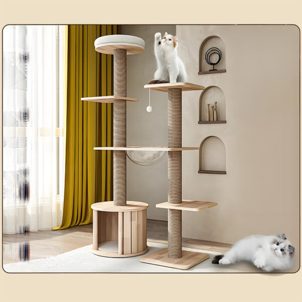 Large cat tower with hammock and scratching posts for cats