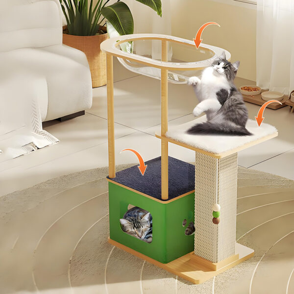 Small cat tree with hammock and perch for cats