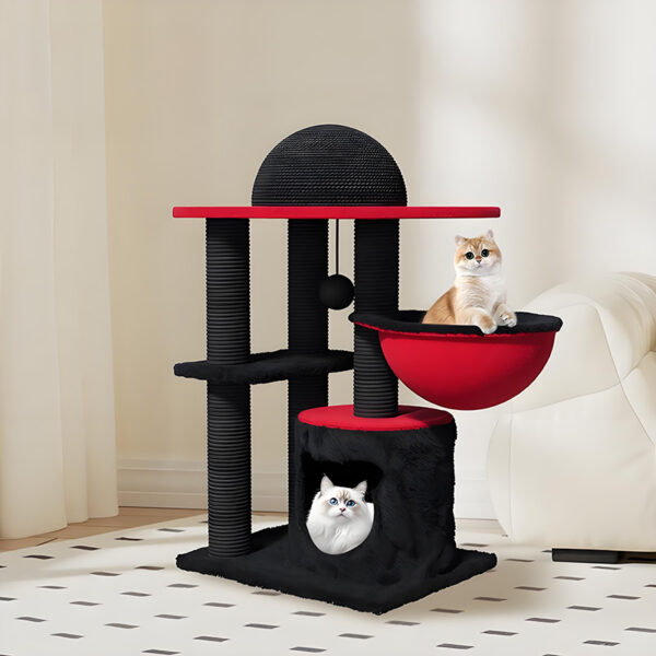 Large cat tower with hammock and scratching posts for big cats