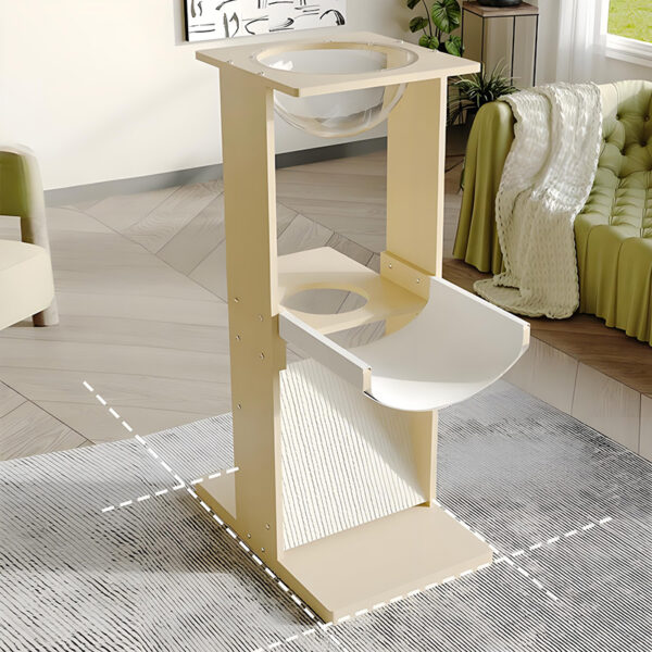 Modern wood cat tree with multi-level platforms for cats