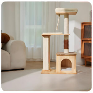 Cute cat tree with condo and perch for cats