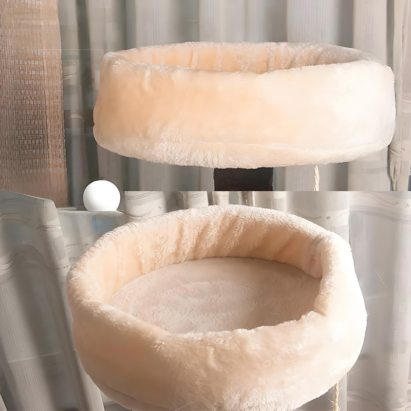 Multi-level cat tree for large cats with plush platforms and scratching posts