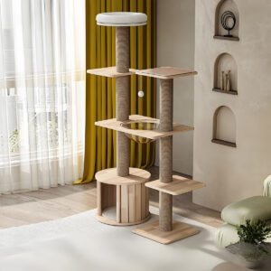 Large cat tower with hammock and scratching posts for cats