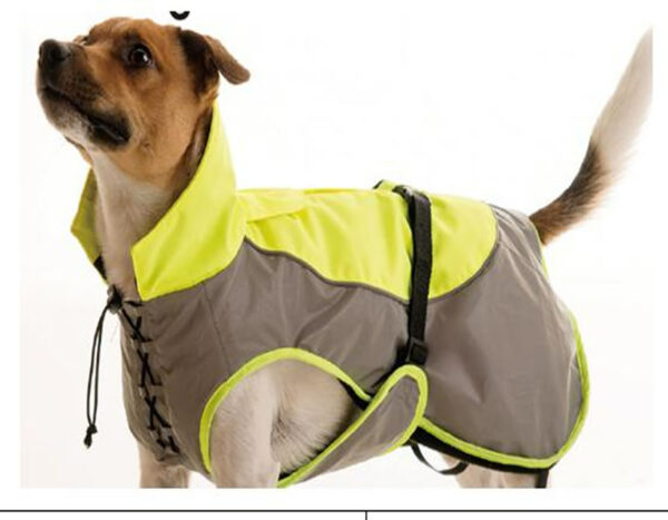 Stay Dry & Visible! 🐶 Reflective Dog Coat with Adjustable Straps – High Visibility Weather-Resistant Jacket, Gray/Yellow