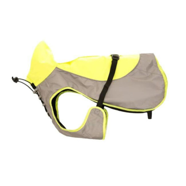 Stay Dry & Visible! 🐶 Reflective Dog Coat with Adjustable Straps – High Visibility Weather-Resistant Jacket, Gray/Yellow